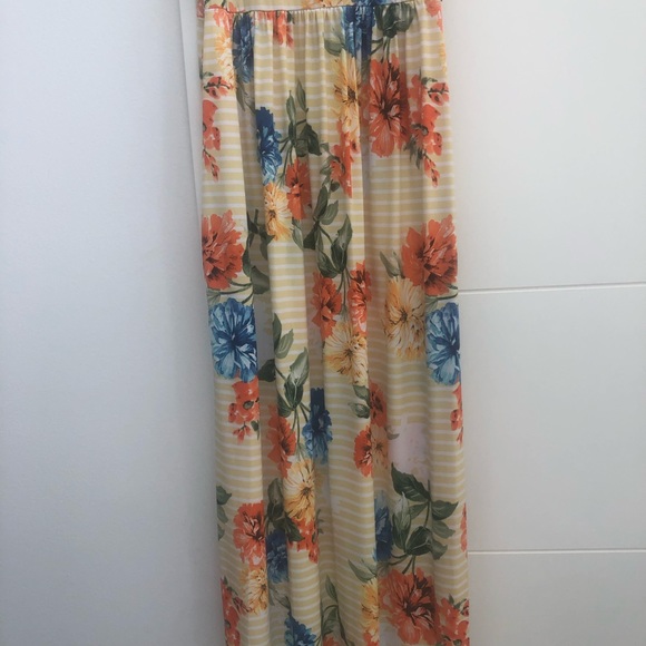 Boho Floral Side Pocket Striped Tank Maxi Dress - Picture 5 of 12